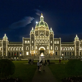Victoria British Columbia Legislative Assembly in Canada illuminated at night